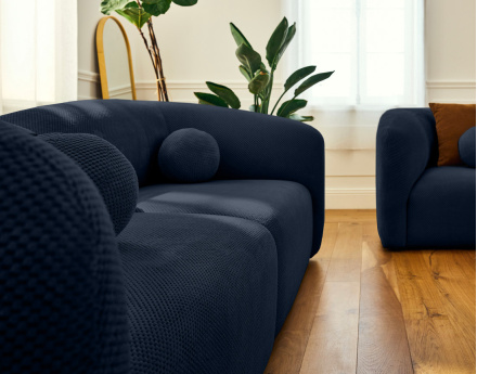 Canapé droit 2 places en velours texturé Charles