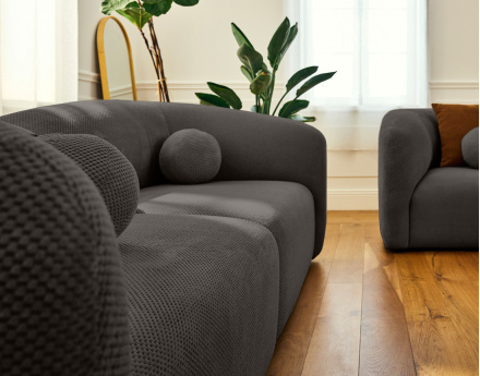 Canapé droit 2 places en velours texturé Charles