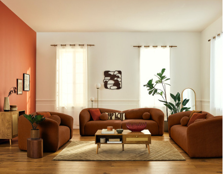 Canapé droit 2 places en velours texturé Charles