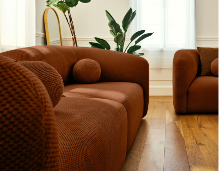 Canapé droit 2 places en velours texturé Charles