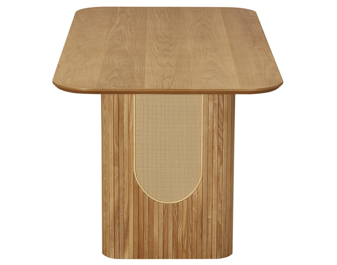 Table à manger bois plaqué chêne et cannage 180 cm Milazzo