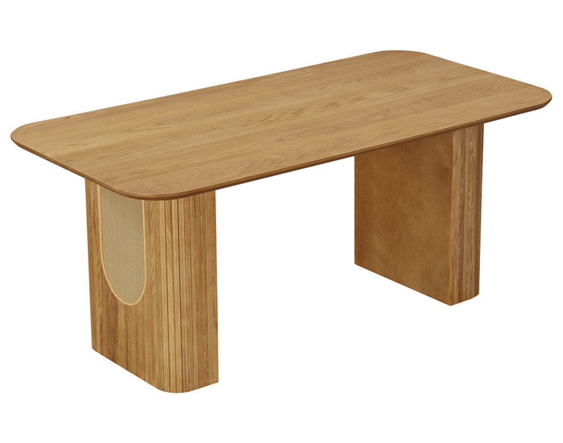 Table à manger bois plaqué chêne et cannage 180 cm Milazzo