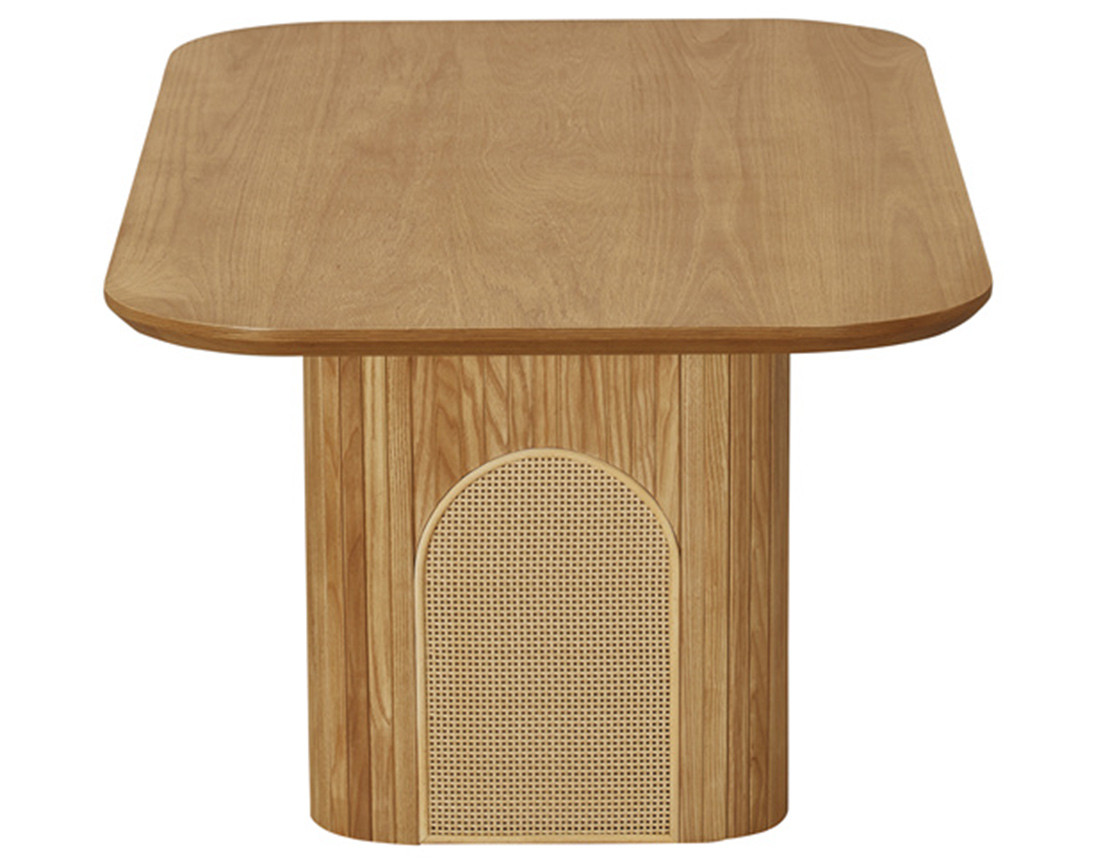 Table basse bois plaqué chêne et cannage 120 cm Milazzo