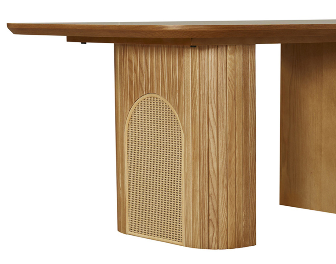 Table basse bois plaqué chêne et cannage 120 cm Milazzo