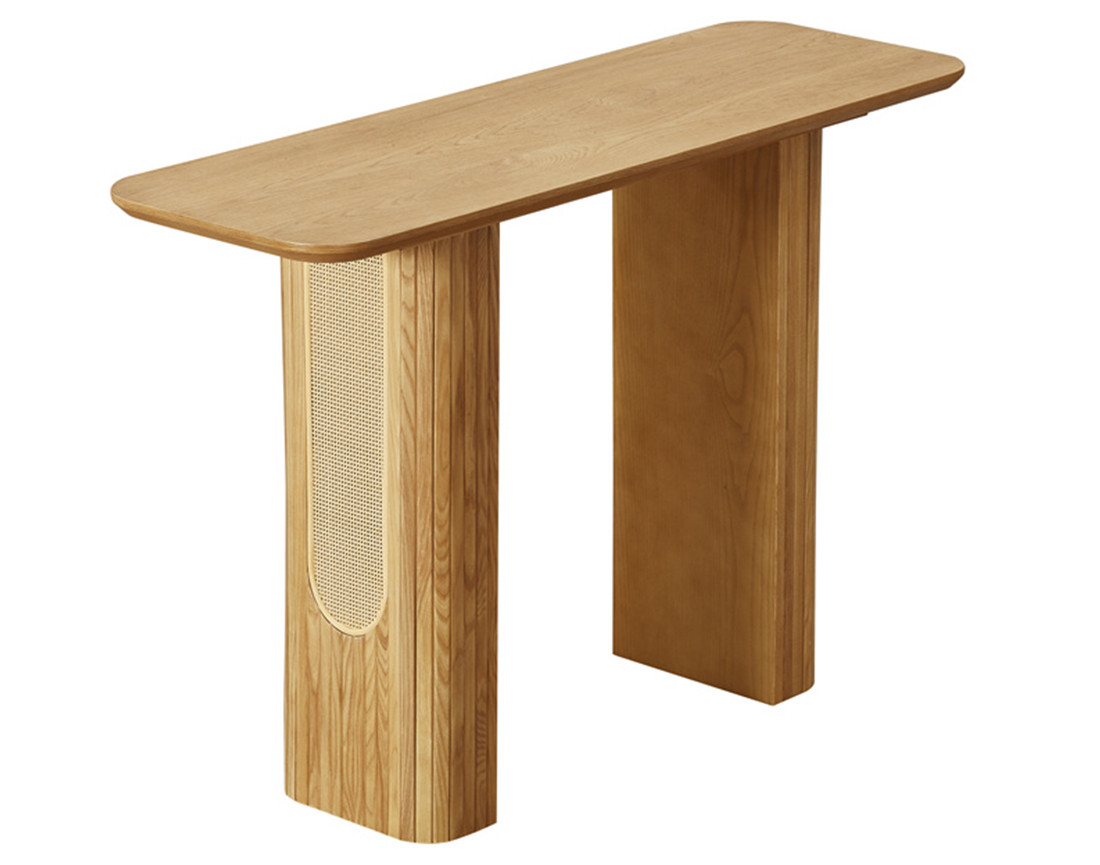 Console bois plaqué chêne et cannage 120 cm Milazzo