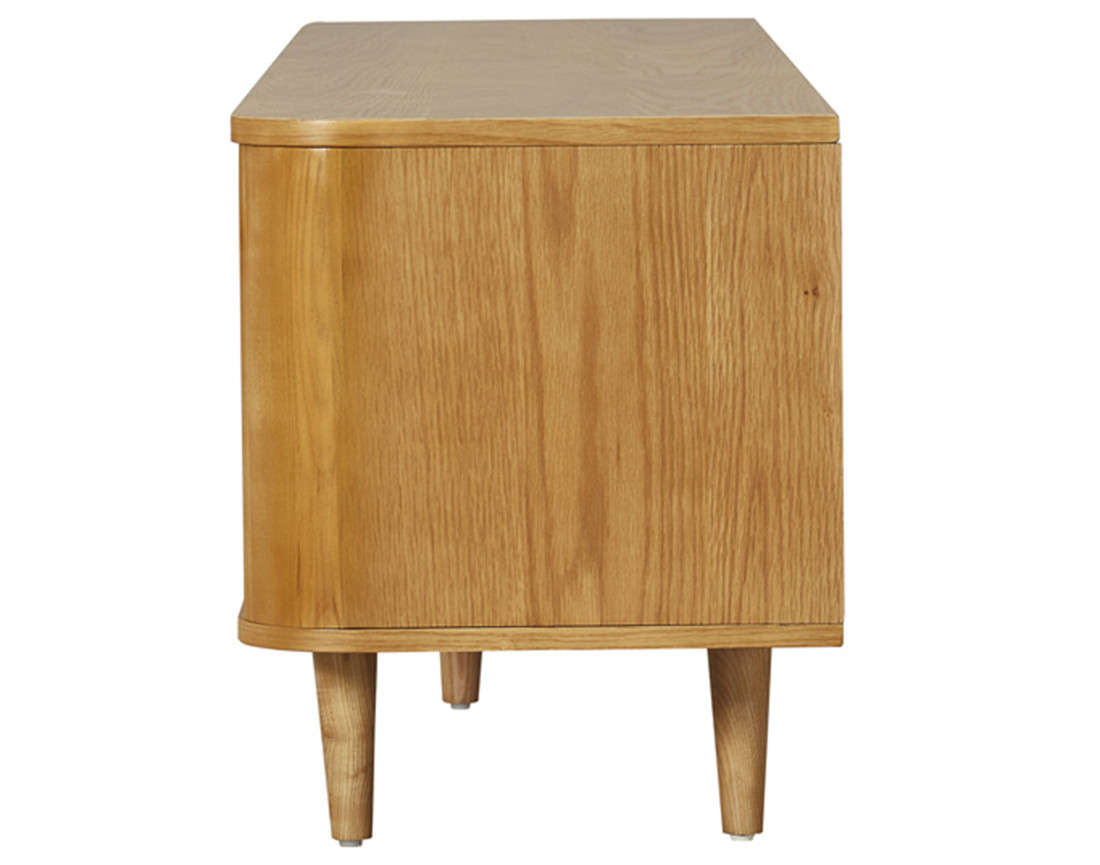 Meuble TV bois plaqué chêne et cannage 4 niches et 2 portes 180 cm Milazzo