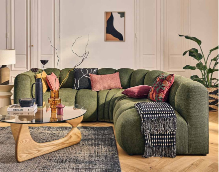 Module d'assise gauche en tissu texturé Debbie