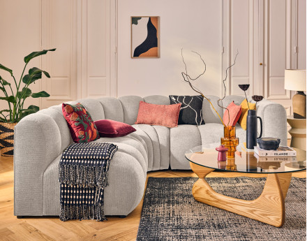 Module d'assise droit en tissu texturé Debbie