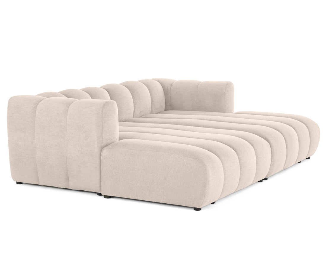 Canapé modulable droit 3 places avec double méridienne - assise profonde - en tissu texturé Debbie