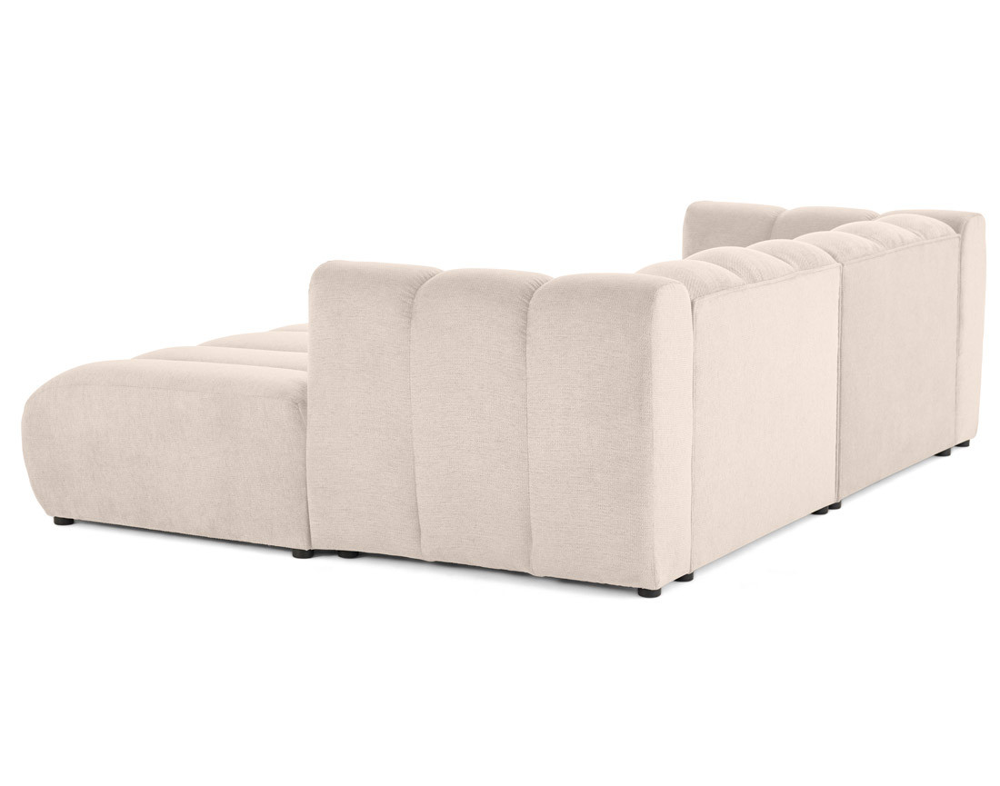 Canapé modulable droit 3 places avec double méridienne - assise profonde - en tissu texturé Debbie