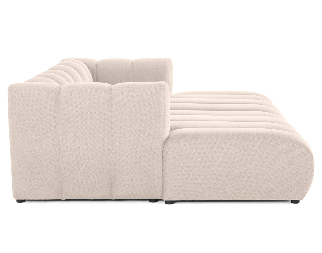 Canapé modulable droit 3 places avec double méridienne - assise profonde - en tissu texturé Debbie