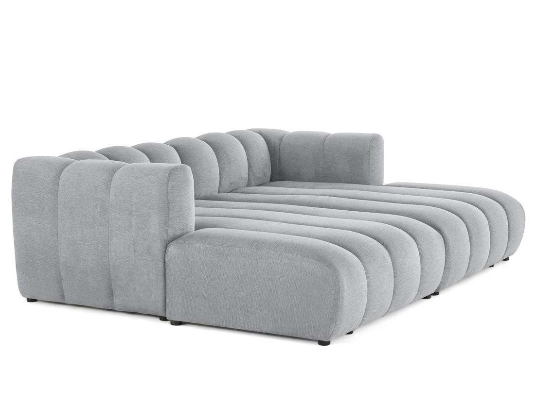 Canapé modulable droit 3 places avec double méridienne - assise profonde - en tissu texturé Debbie