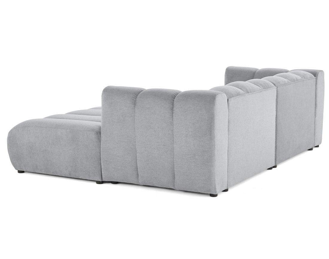 Canapé modulable droit 3 places avec double méridienne - assise profonde - en tissu texturé Debbie