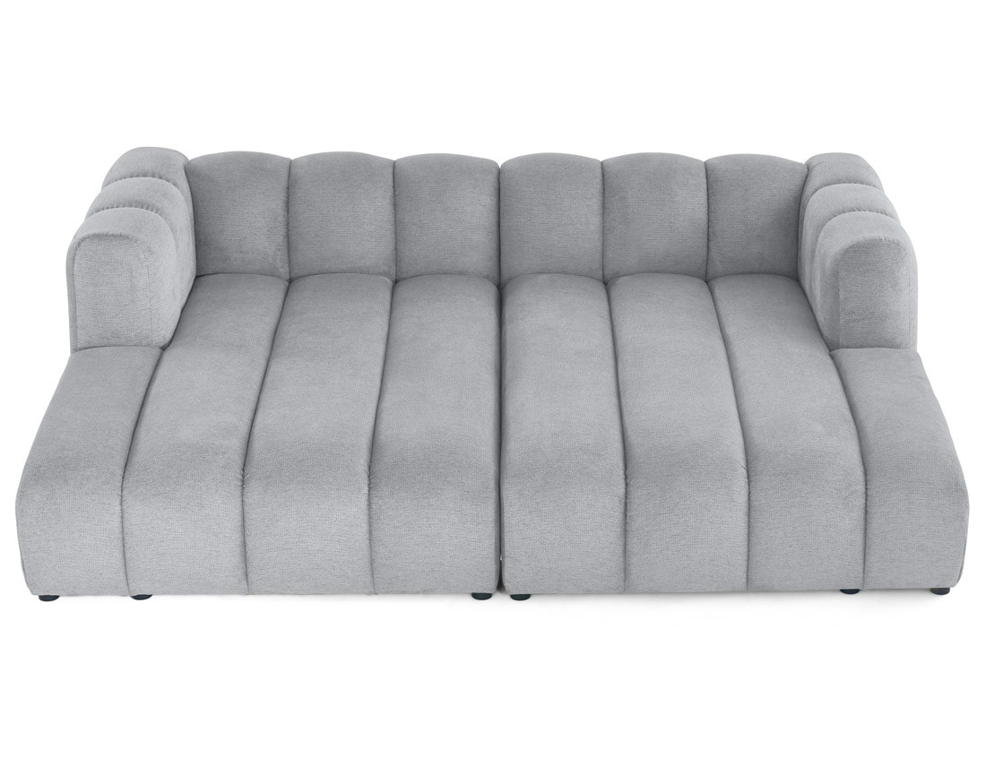 Canapé modulable droit 3 places avec double méridienne - assise profonde - en tissu texturé Debbie