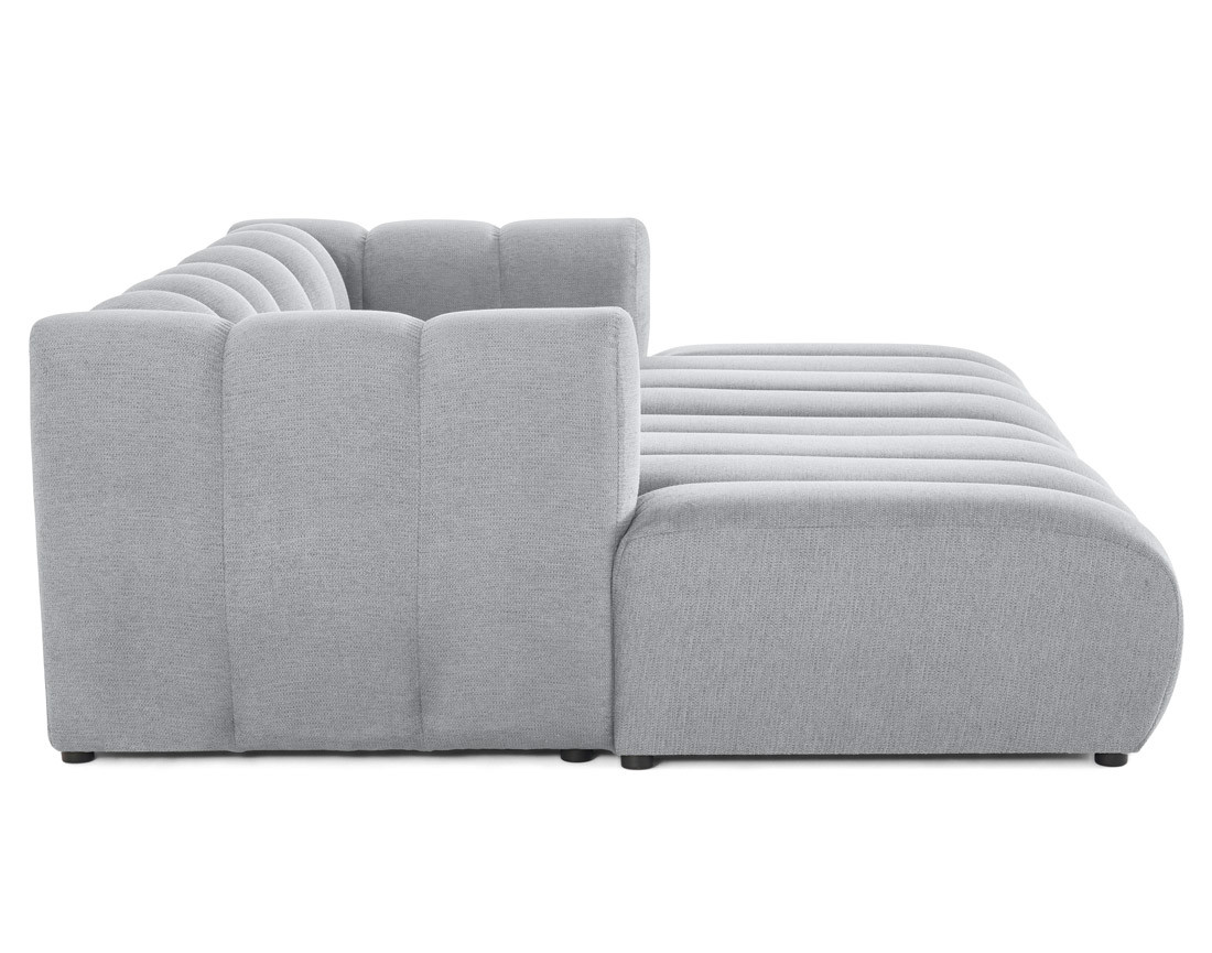 Canapé modulable droit 3 places avec double méridienne - assise profonde - en tissu texturé Debbie