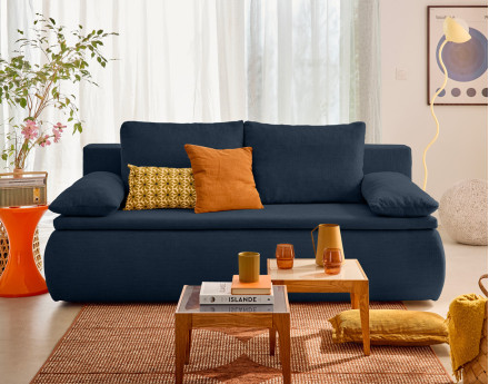 Canapé 3 places convertible avec coffre en velours texturé Kurt