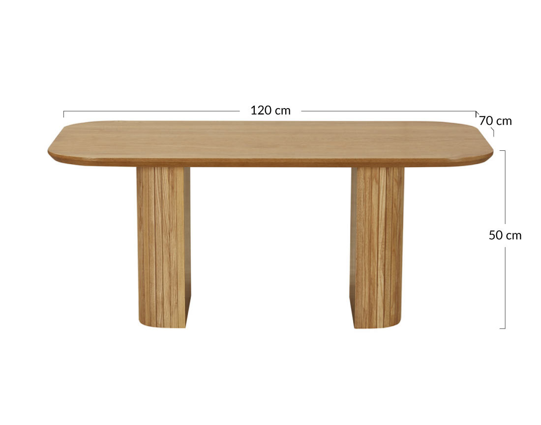 Table basse bois plaqué chêne et cannage 120 cm Milazzo