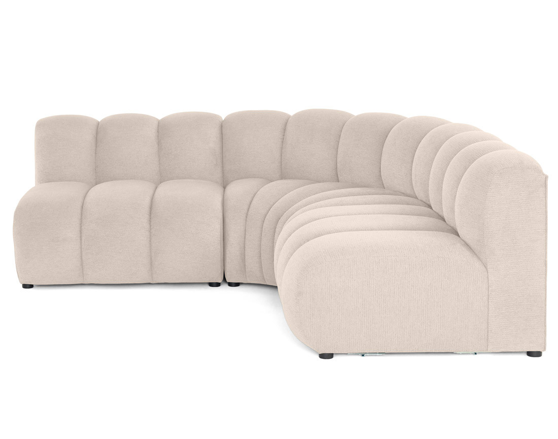 Canapé modulable d'angle réversible 4 places sans accoudoirs en tissu texturé Debbie
