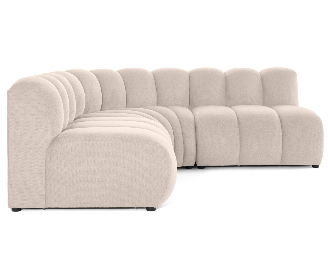 Canapé modulable d'angle réversible 4 places sans accoudoirs en tissu texturé Debbie