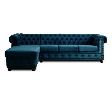 Canapé Chesterfield d'angle gauche 4 places en velours William