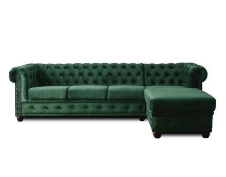 Canapé Chesterfield d'angle droit 4 places en velours William