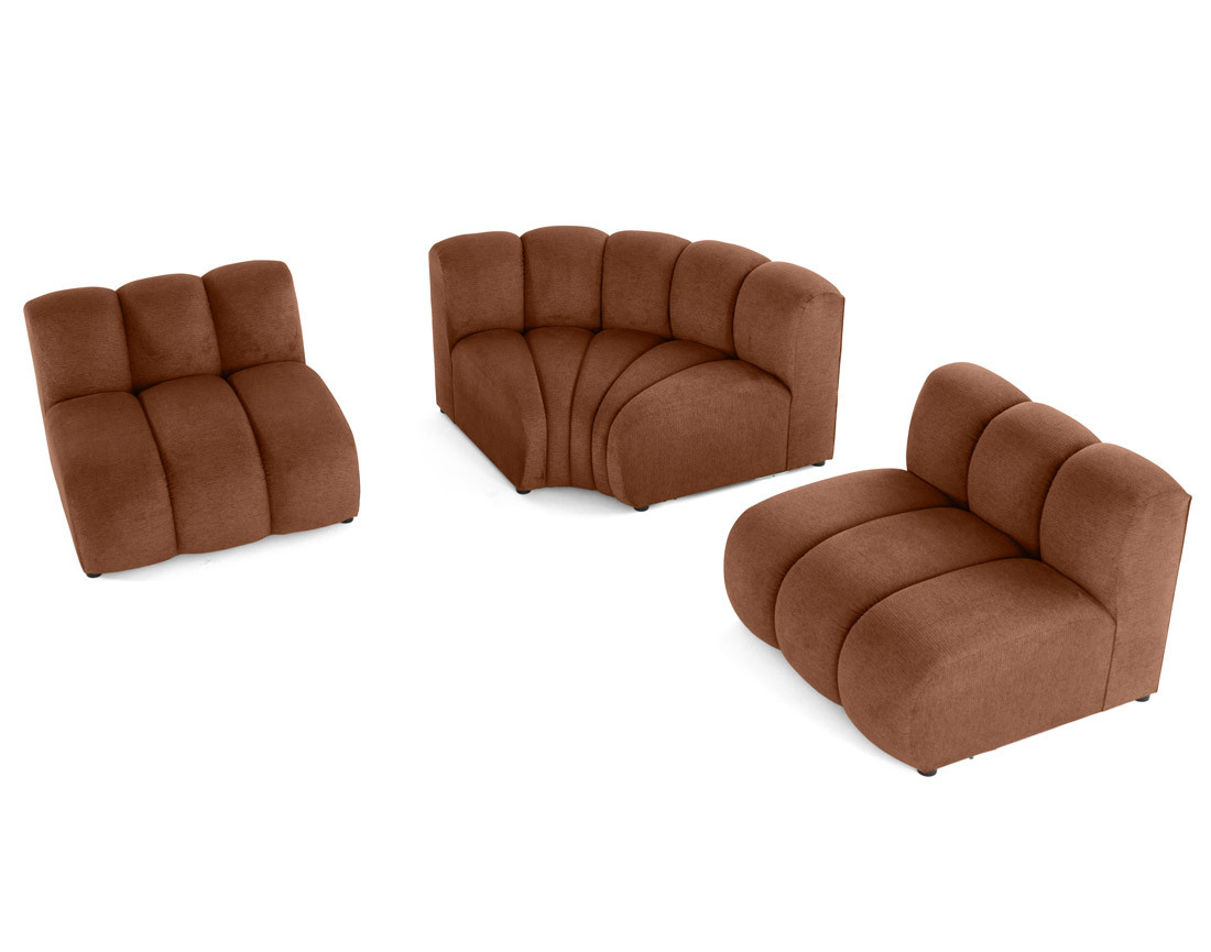 Canapé modulable d'angle réversible 4 places sans accoudoirs en tissu texturé Debbie
