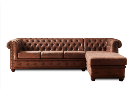Winston - Canapé d’angle Chesterfield 4 places style industriel