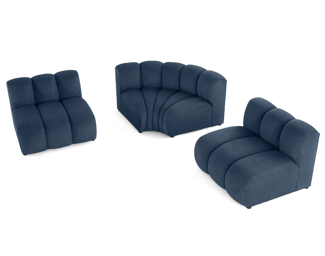 Canapé modulable d'angle réversible 4 places sans accoudoirs en tissu texturé Debbie