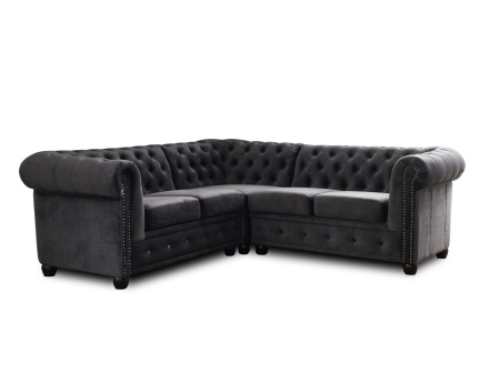 Canapé Chesterfield d'angle réversible 5 places en velours William