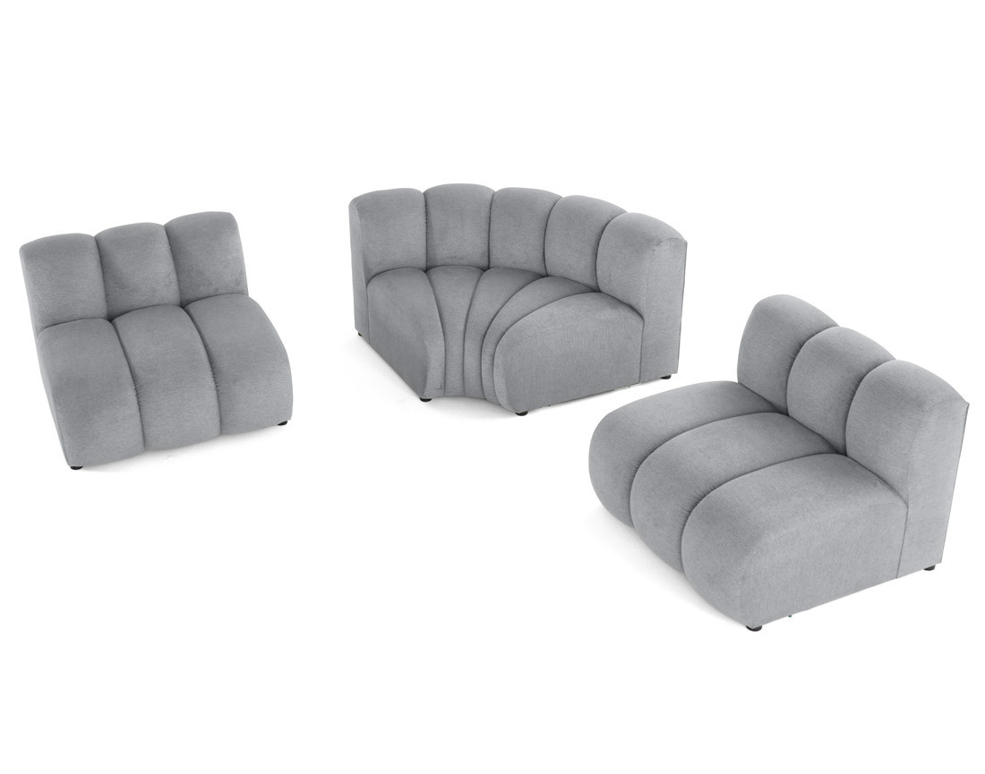 Canapé modulable d'angle réversible 4 places sans accoudoirs en tissu texturé Debbie