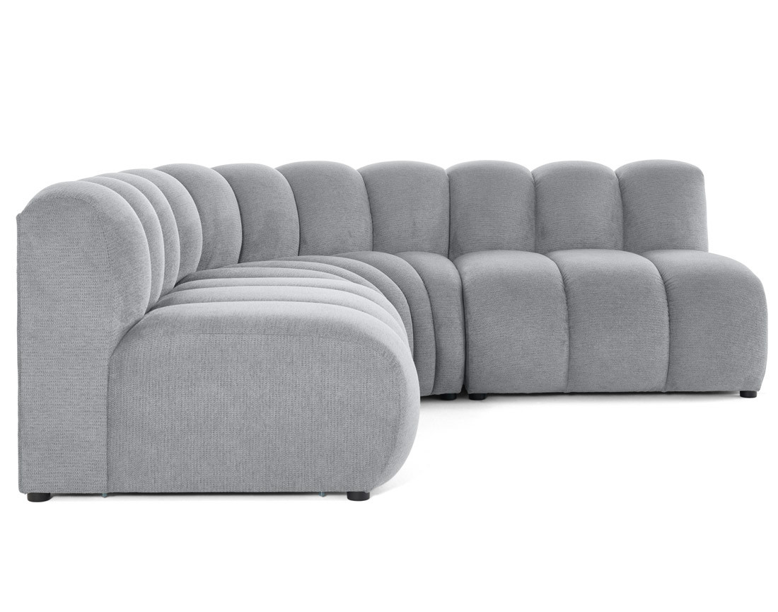 Canapé modulable d'angle réversible 4 places sans accoudoirs en tissu texturé Debbie