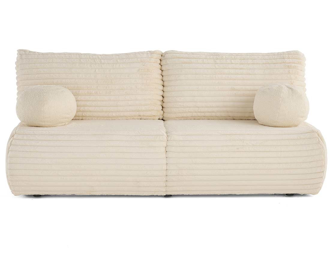 Canapé 3 places convertible en fausse fourrure côtelée Marvin