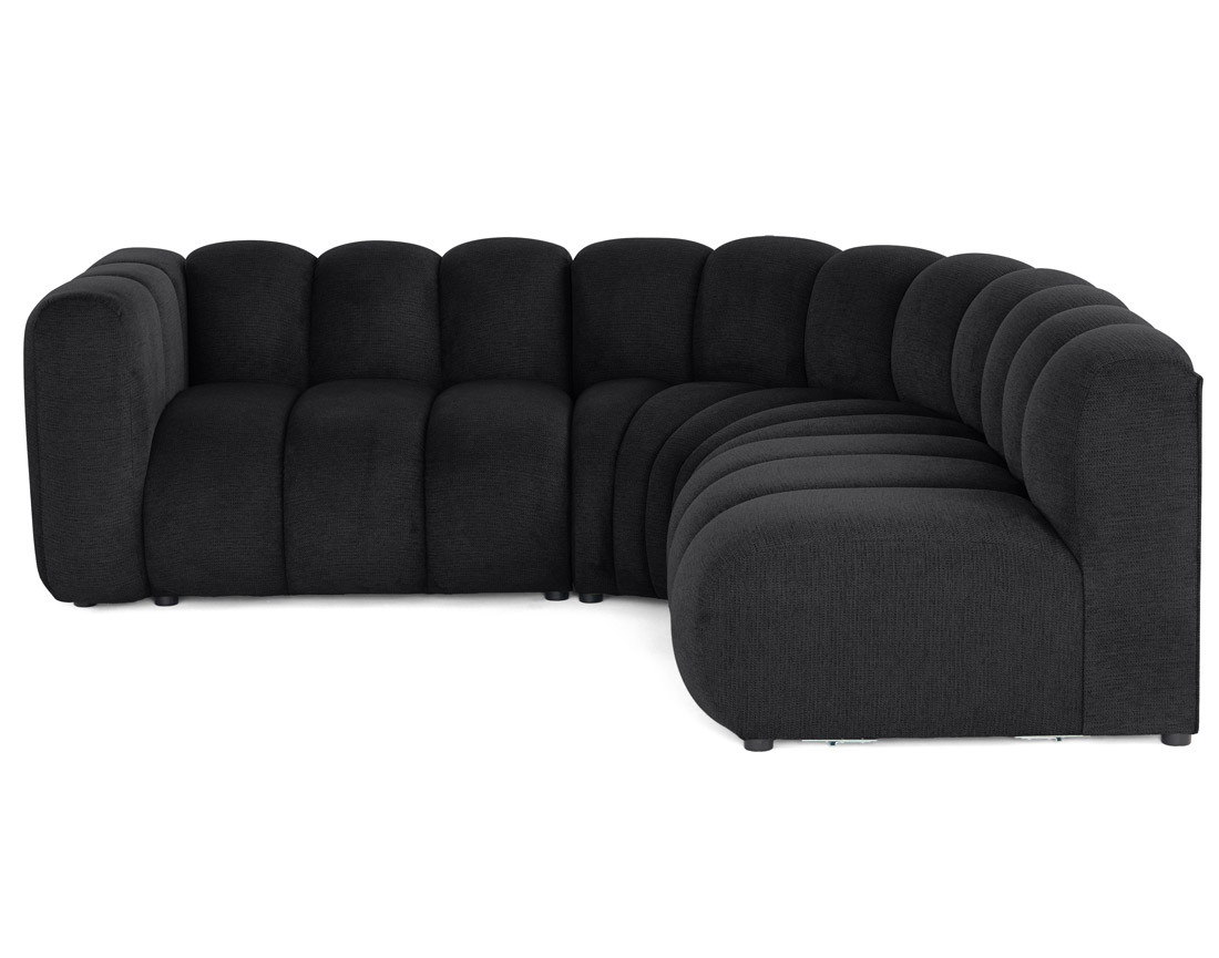 Canapé modulable d'angle droit 4 places avec accoudoir en tissu texturé Debbie