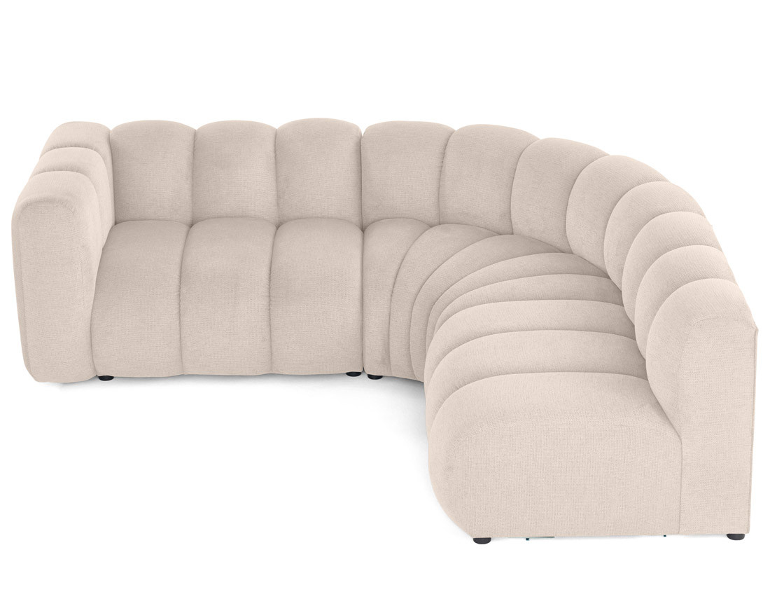 Canapé modulable d'angle droit 4 places avec accoudoir en tissu texturé Debbie