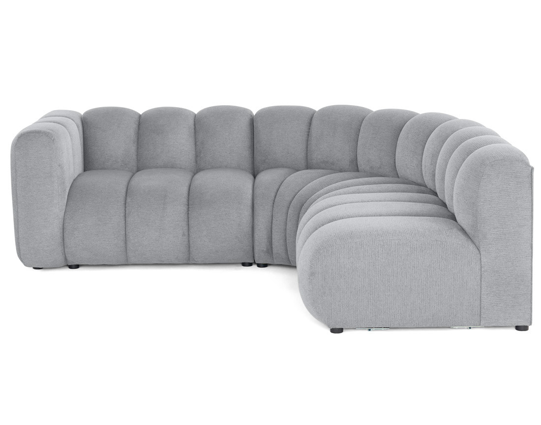 Canapé modulable d'angle droit 4 places avec accoudoir en tissu texturé Debbie