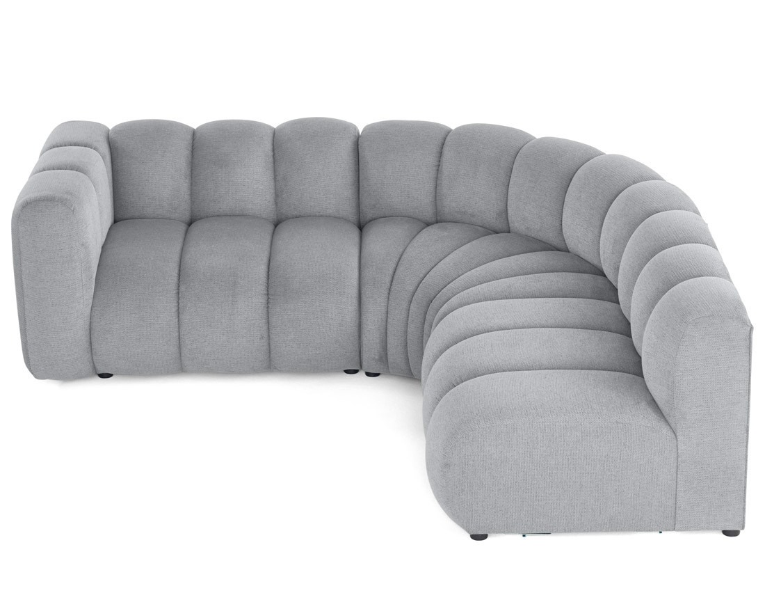 Canapé modulable d'angle droit 4 places avec accoudoir en tissu texturé Debbie
