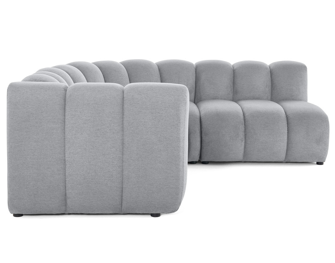 Canapé modulable d'angle droit 4 places avec accoudoir en tissu texturé Debbie