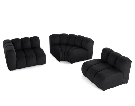 Canapé modulable d'angle droit 4 places avec accoudoir en tissu texturé Debbie