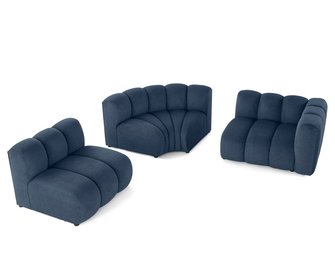 Canapé modulable d'angle gauche 4 places avec accoudoir en tissu texturé Debbie