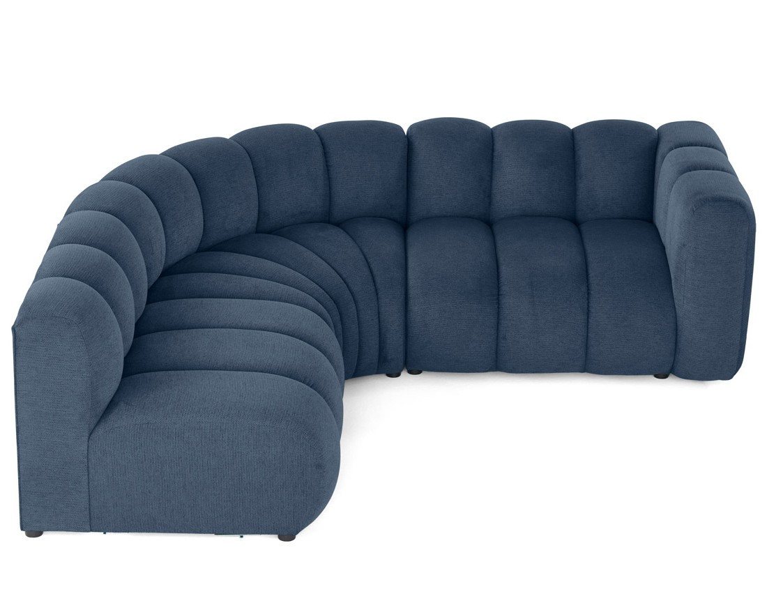 Canapé modulable d'angle gauche 4 places avec accoudoir en tissu texturé Debbie