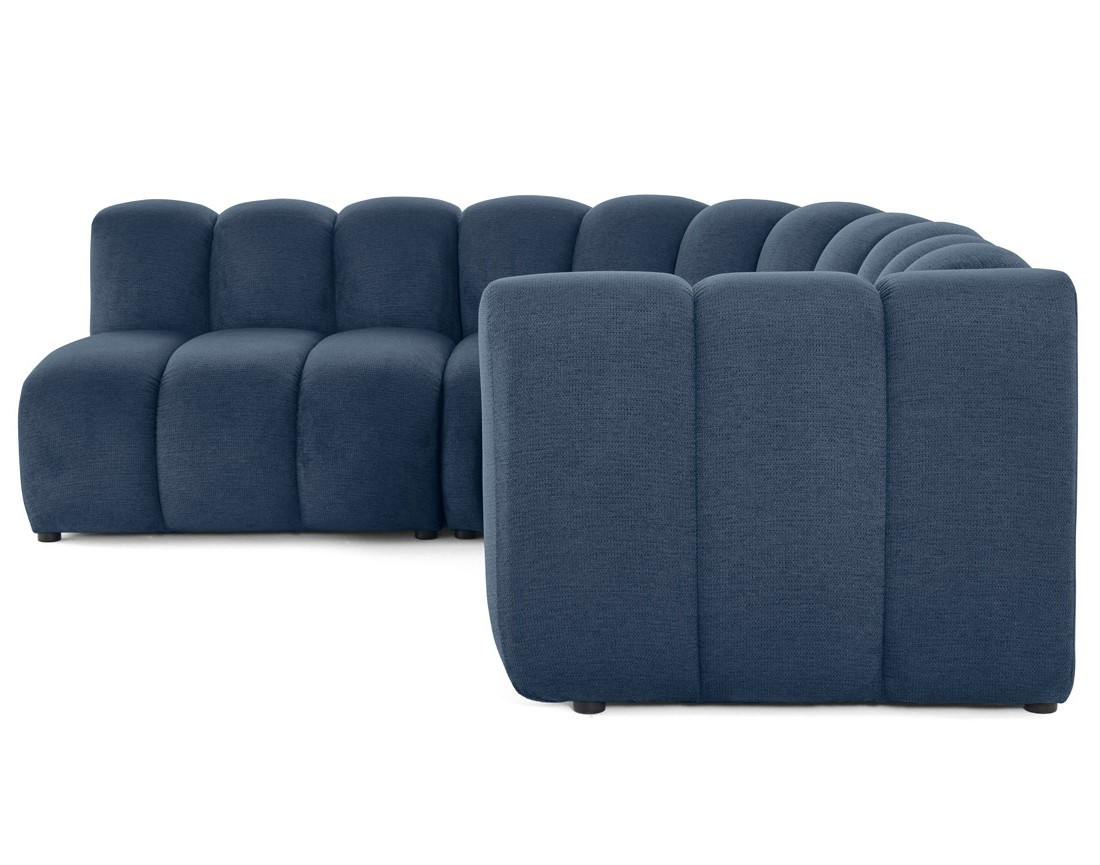 Canapé modulable d'angle gauche 4 places avec accoudoir en tissu texturé Debbie