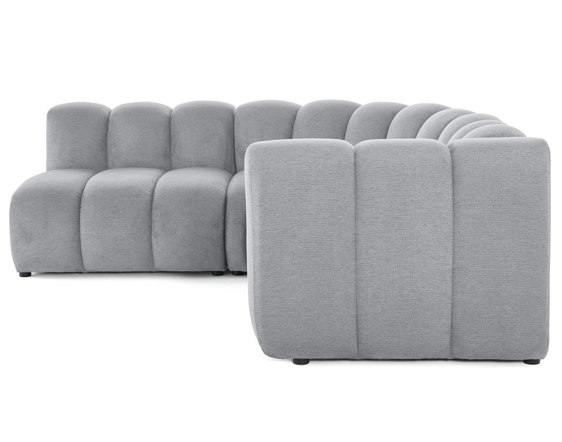 Canapé modulable d'angle gauche 4 places avec accoudoir en tissu texturé Debbie