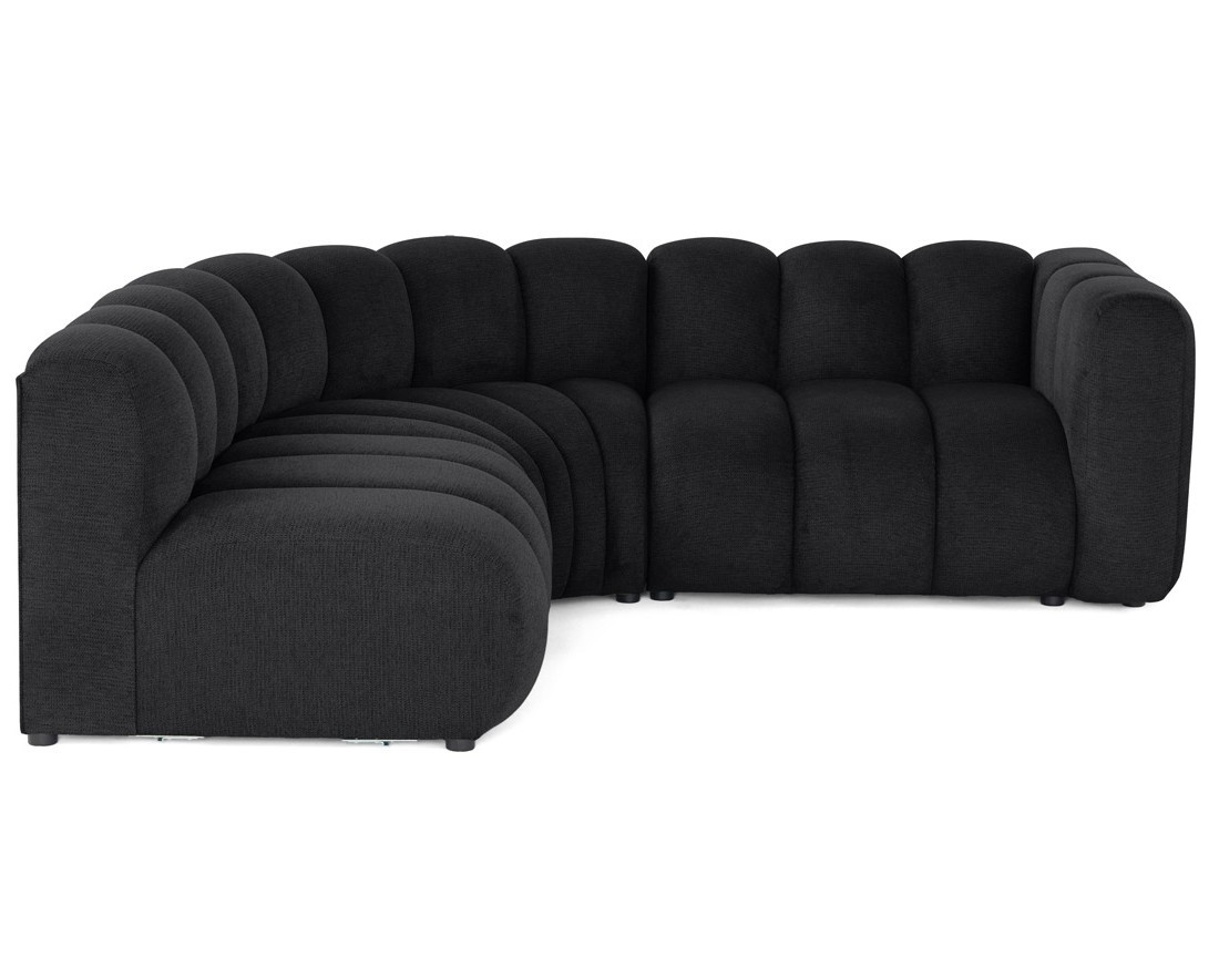 Canapé modulable d'angle gauche 4 places avec accoudoir en tissu texturé Debbie