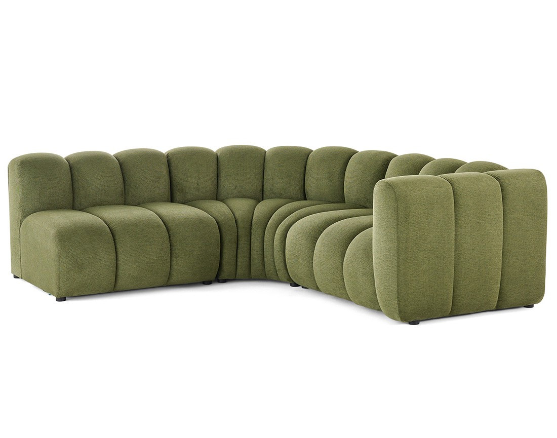 Canapé modulable d'angle gauche 4 places avec accoudoir en tissu texturé Debbie