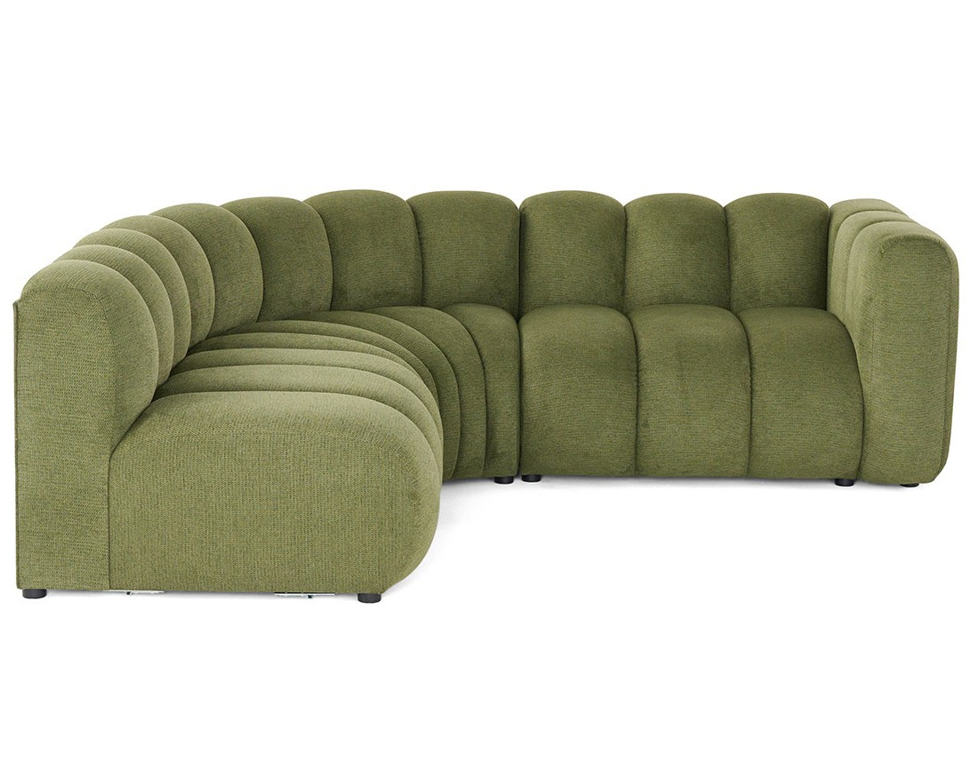 Canapé modulable d'angle gauche 4 places avec accoudoir en tissu texturé Debbie