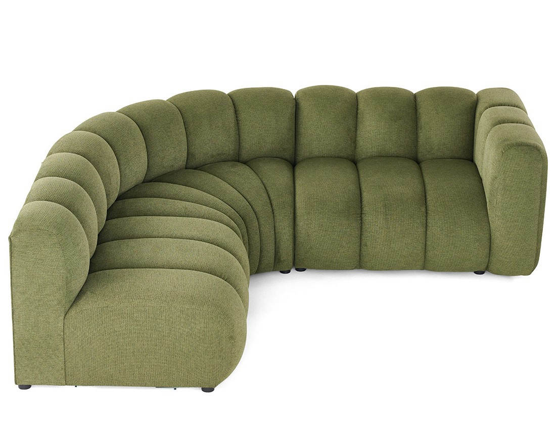 Canapé modulable d'angle gauche 4 places avec accoudoir en tissu texturé Debbie