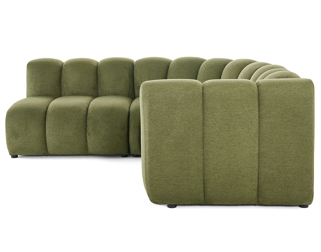 Canapé modulable d'angle gauche 4 places avec accoudoir en tissu texturé Debbie