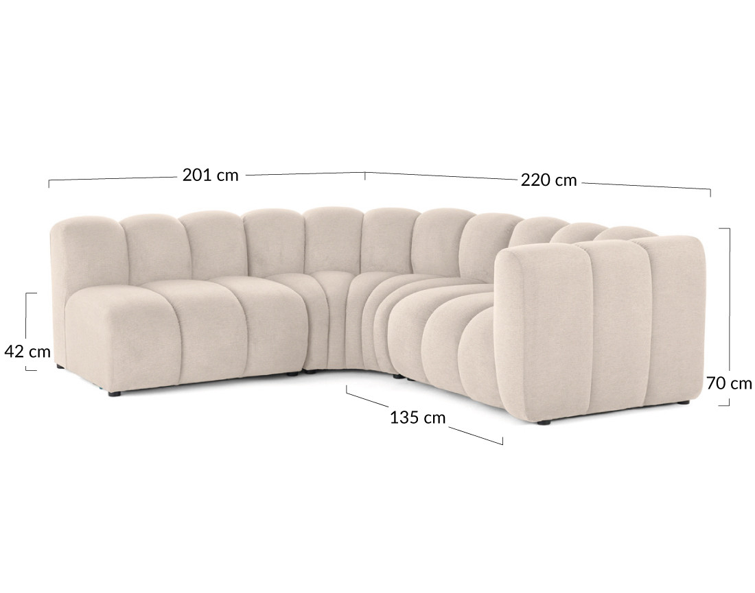 Canapé modulable d'angle gauche 4 places avec accoudoir en tissu texturé Debbie