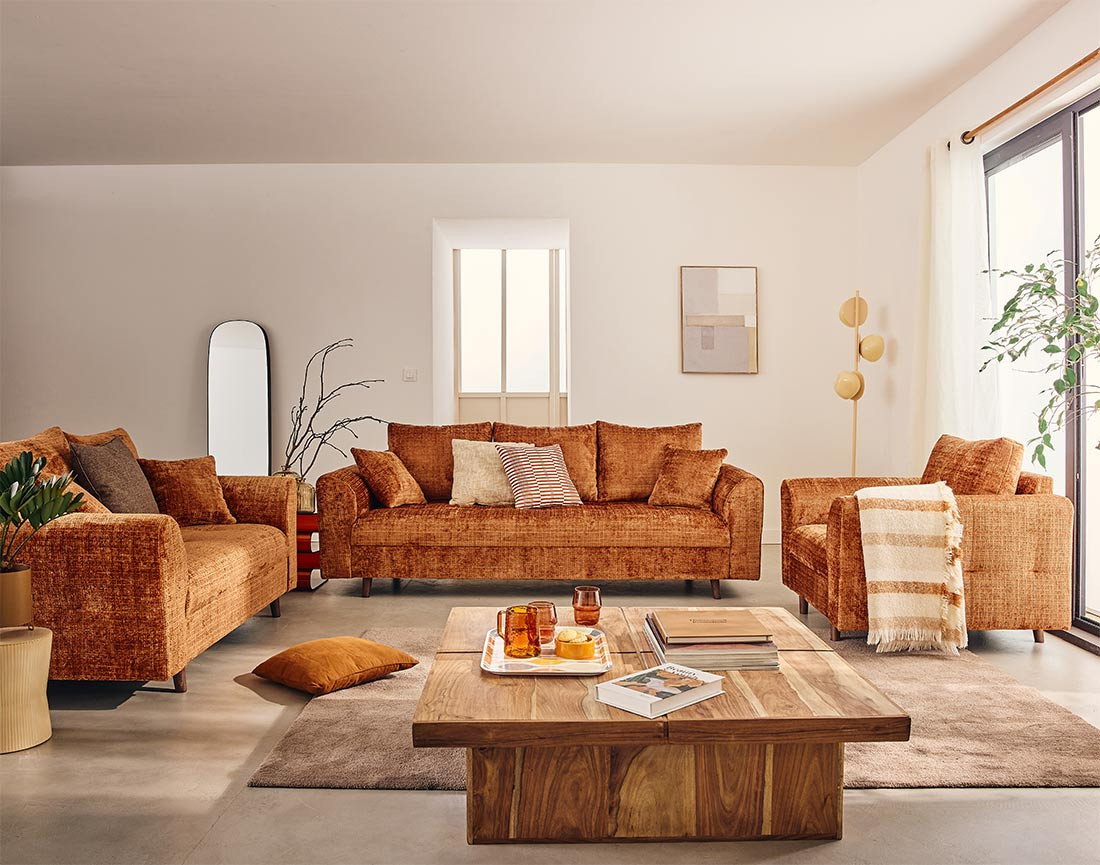 Fauteuil en velours texturé Rune