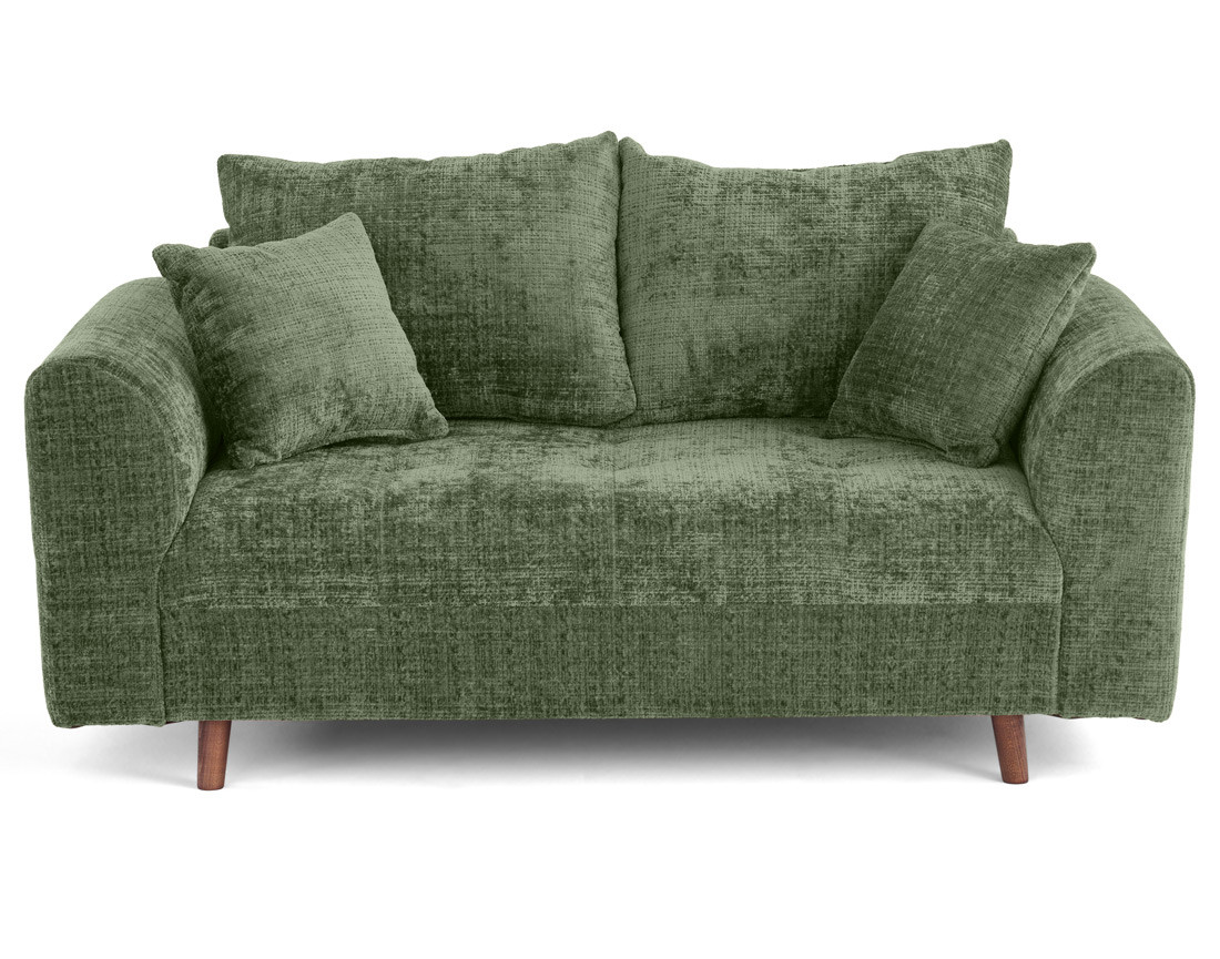 Canapé droit 2 places en velours texturé Rune